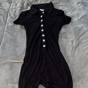 Princess Polly Black Button-Up Romper